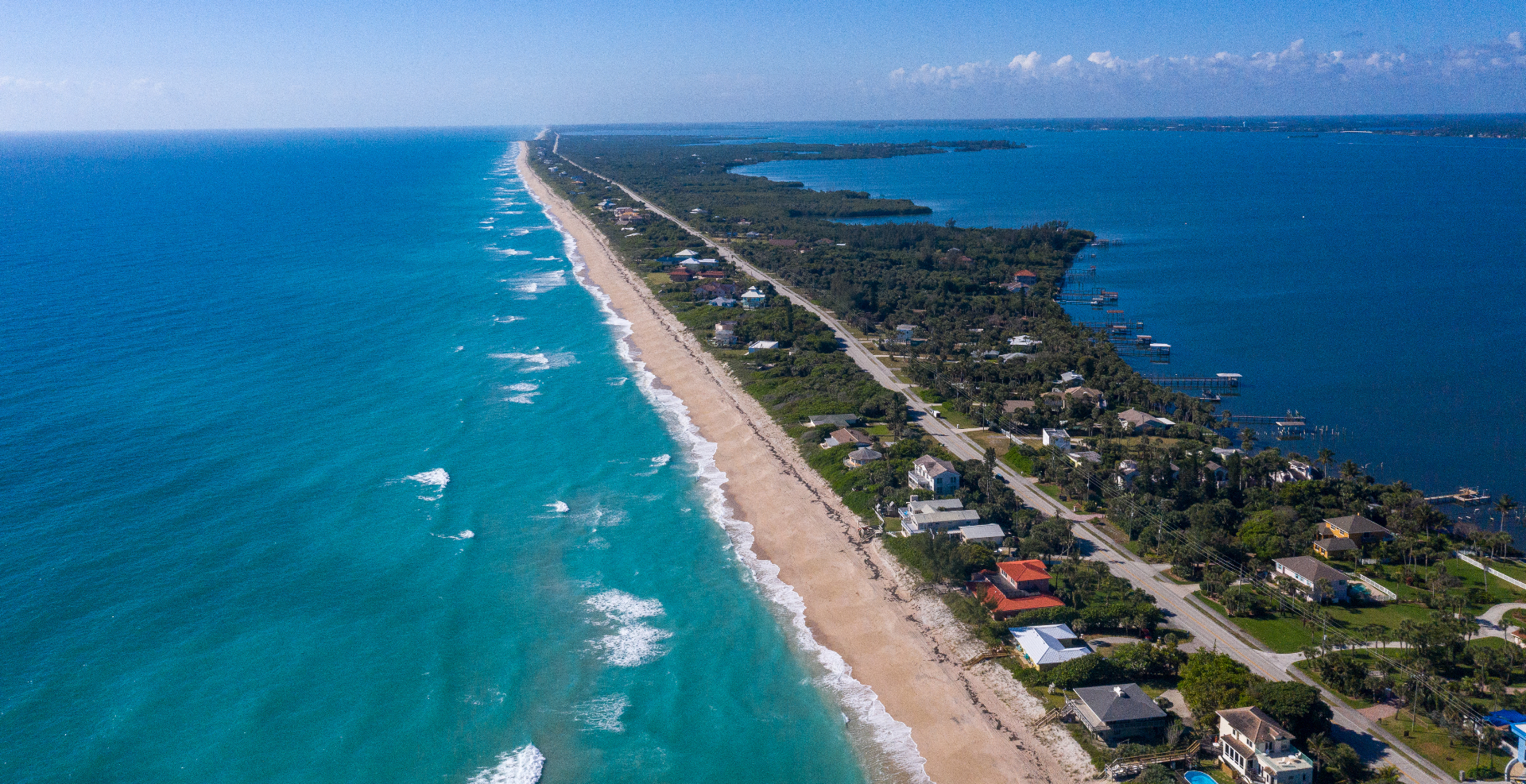 Aerial view of Melbourne Beach, FL